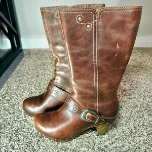 Dansko Rylan CRAZY HORSE Tall Boots Womens Size 37 Brown Studded Harness Boho
